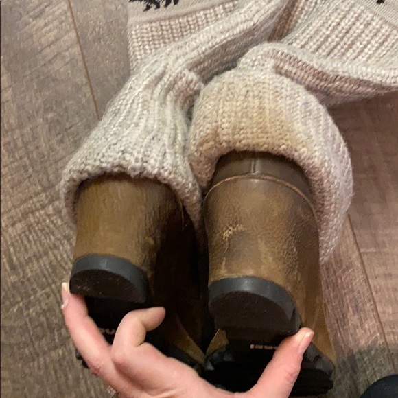 SOREL Brown Crazy Cable Knit Sweater Wedge Boot - Picture 7 of 10